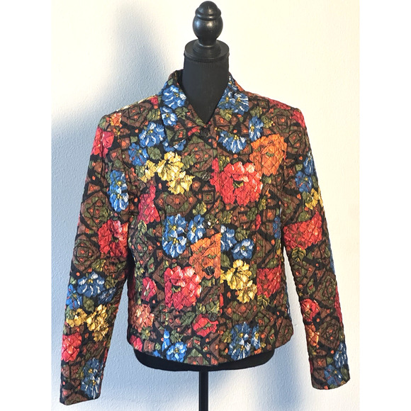 Maggie London Women’s Maggie London Quilted Crop Jacket Size 10 Silk Jacket - Picture 12 of 16